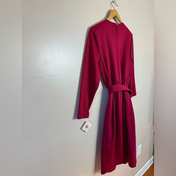 CLEARANCE! Cranberry Vintage L/S Belted Faux Wrap Dress NWT - Picture 5 of 8